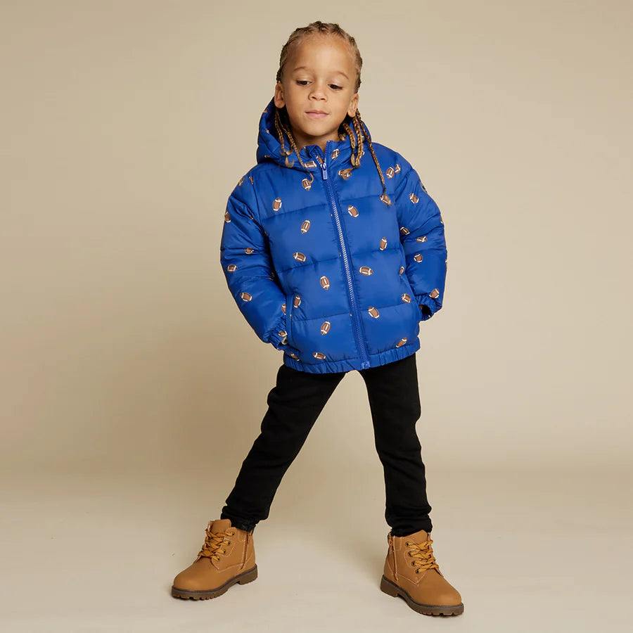 BOYS FOOTBALL PRINT HOODED JACKET