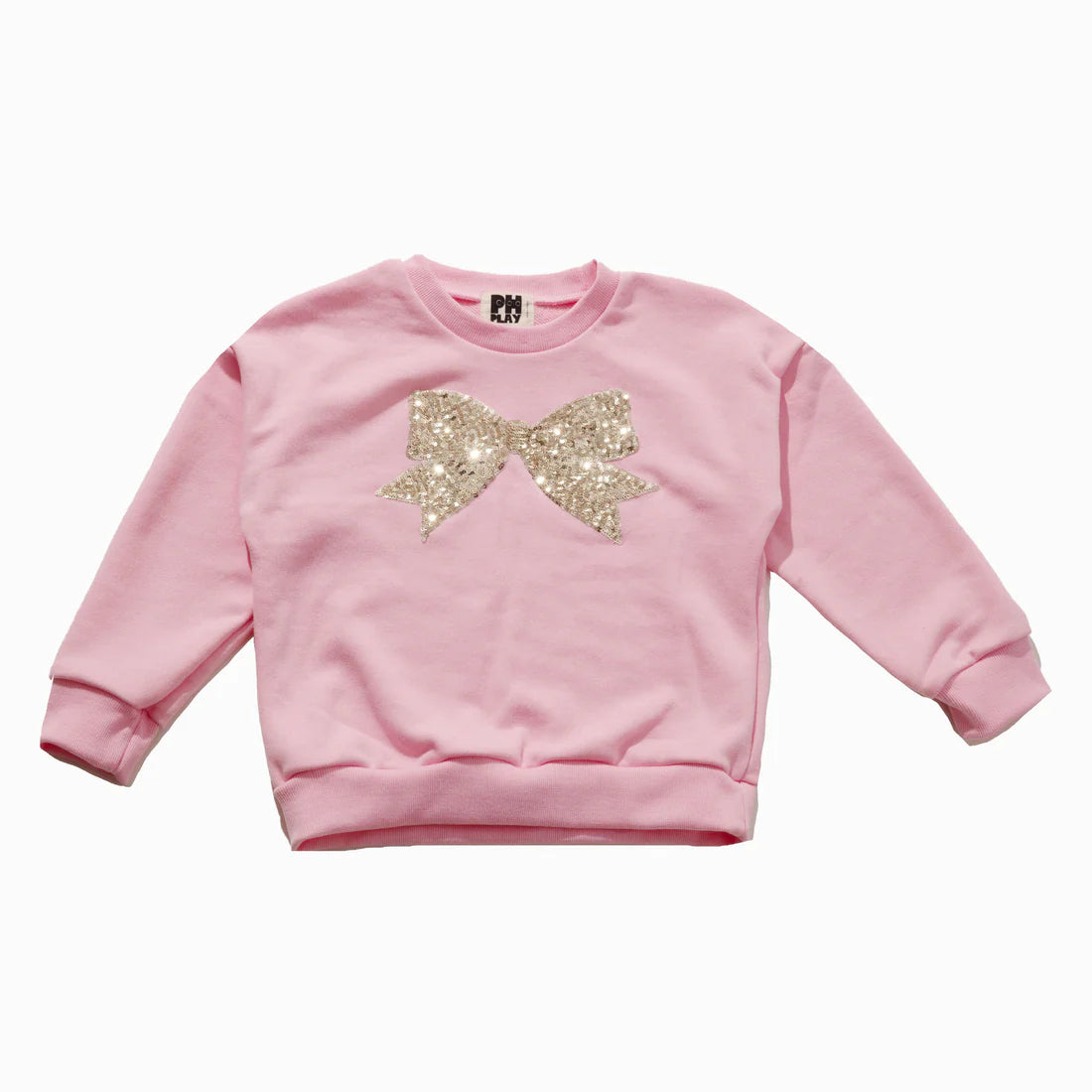 GIRLS PINK SEQUIN BOW SWEATSHIRT