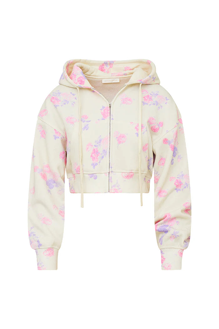 PIERRA CROP FLORAL HOODIE