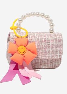 PINK DAISY TWEED PURSE