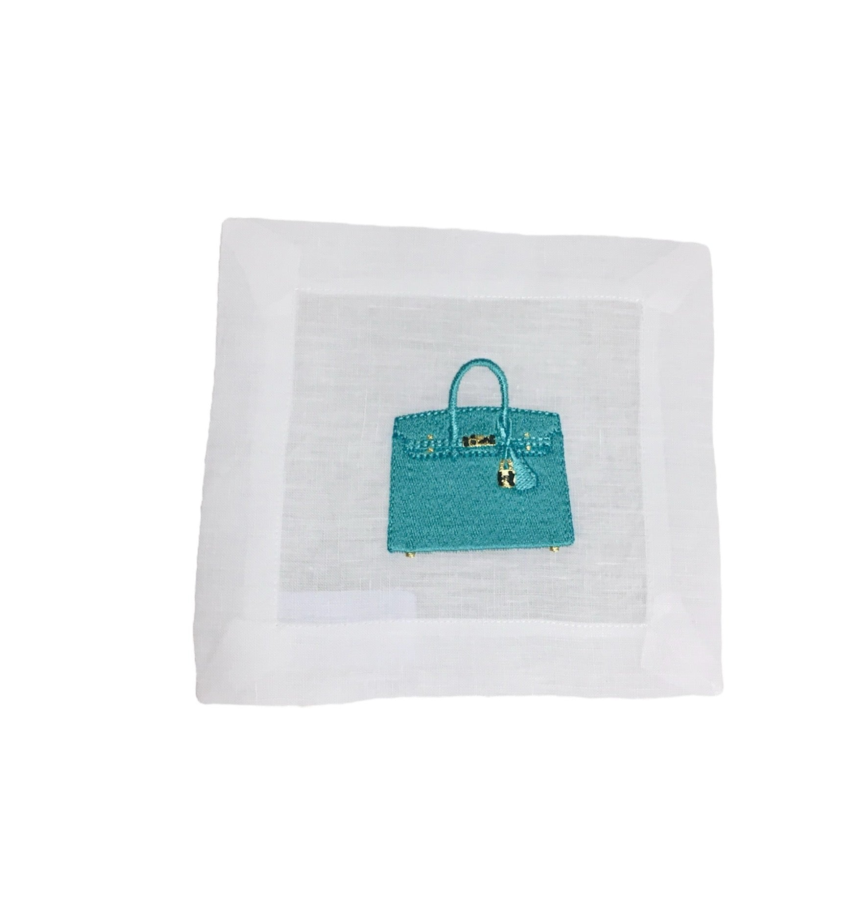 TURQ H BAG EMBROIDERED COCKTAIL NAPKIN