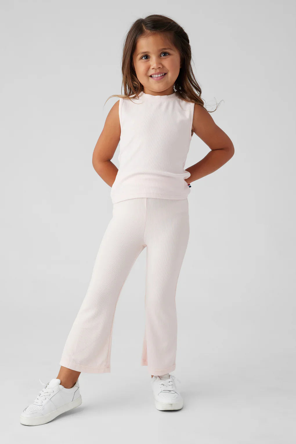 SOL ANGELES GIRLS RIB FLARE PANT - ICE PINK