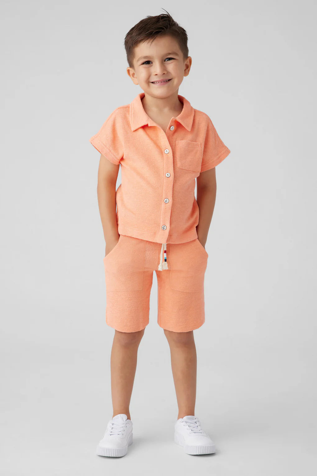 SOL ANGELES KIDS TERRY BOY SHORT - CORAL