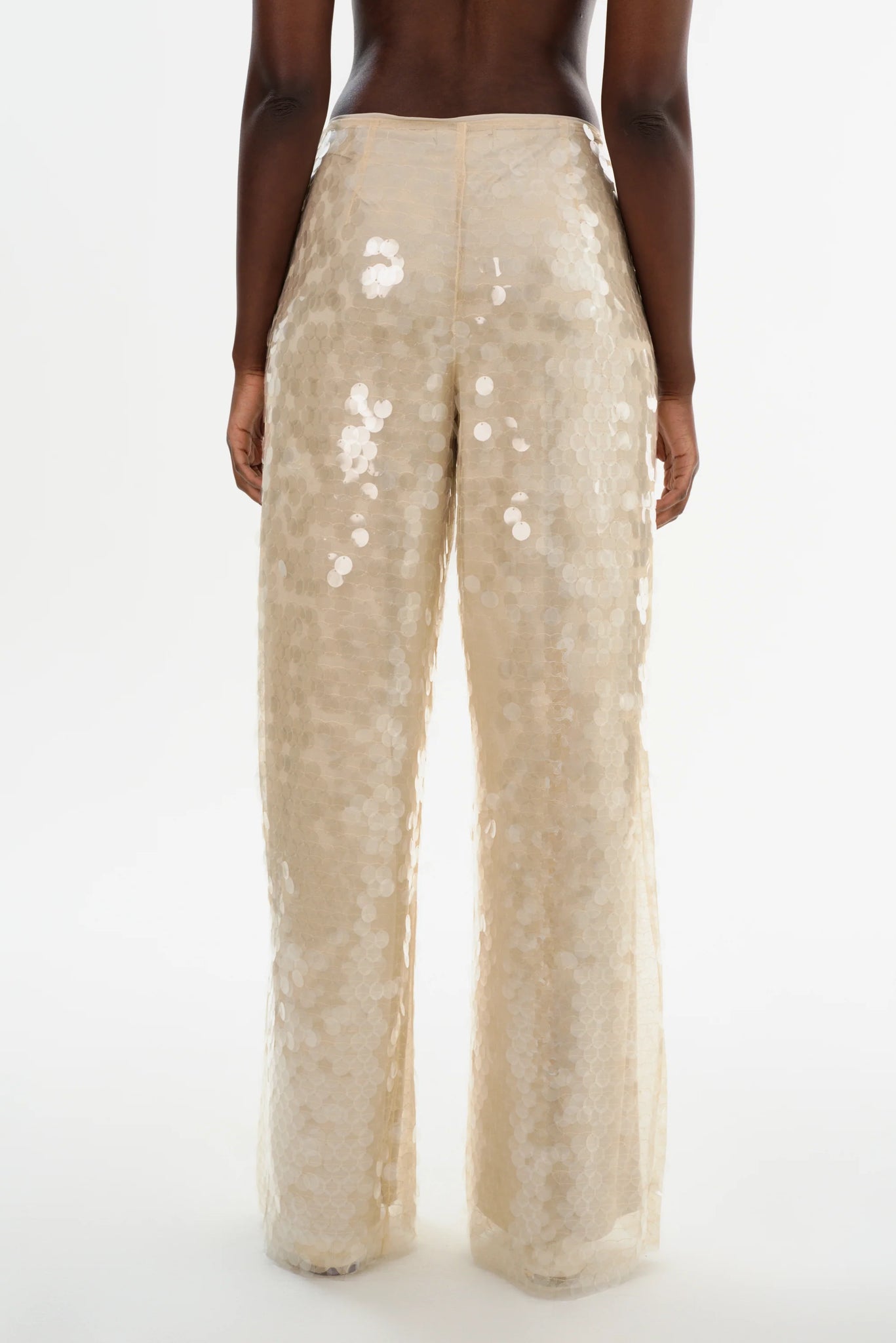 CLEAR SEQUIN WIDE LEG PANT