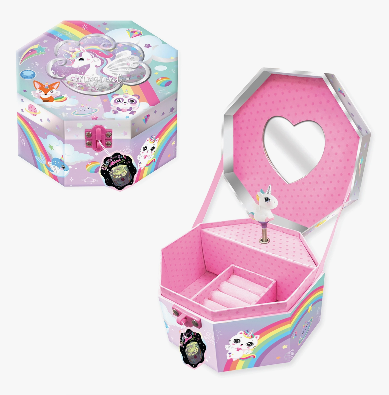 UNICORN GLOW IN THE DARK MUSICAL JEWELRY BOX