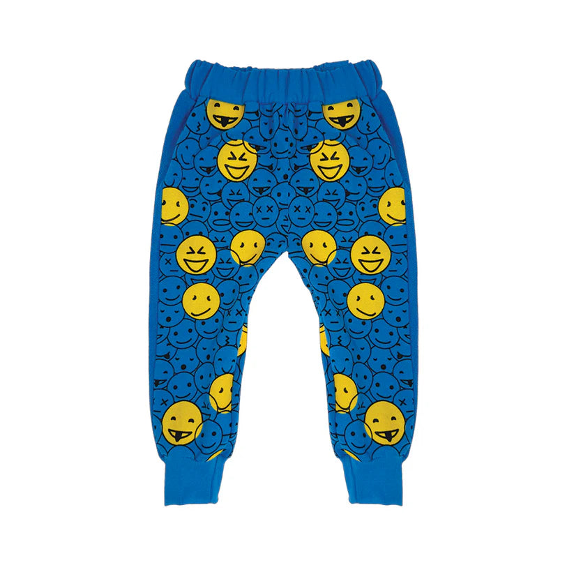 KIDS BLUE MONSTER SMILEY HAREM SWEATPANTS