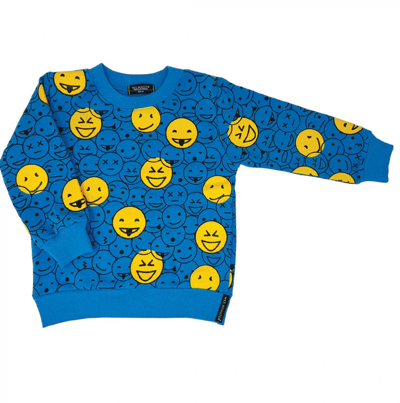 KIDS BLUE MONSTER SMILEY CREWNECK