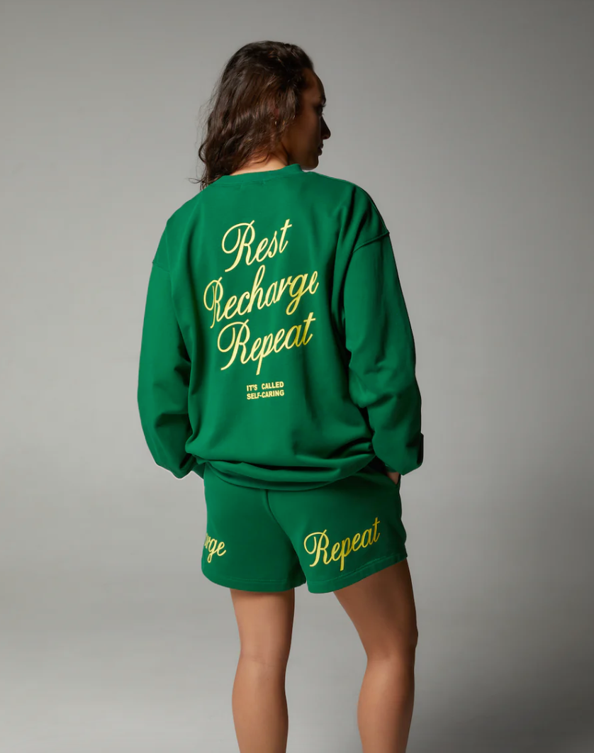 REST RECHARGE REPEAT CREWNECK