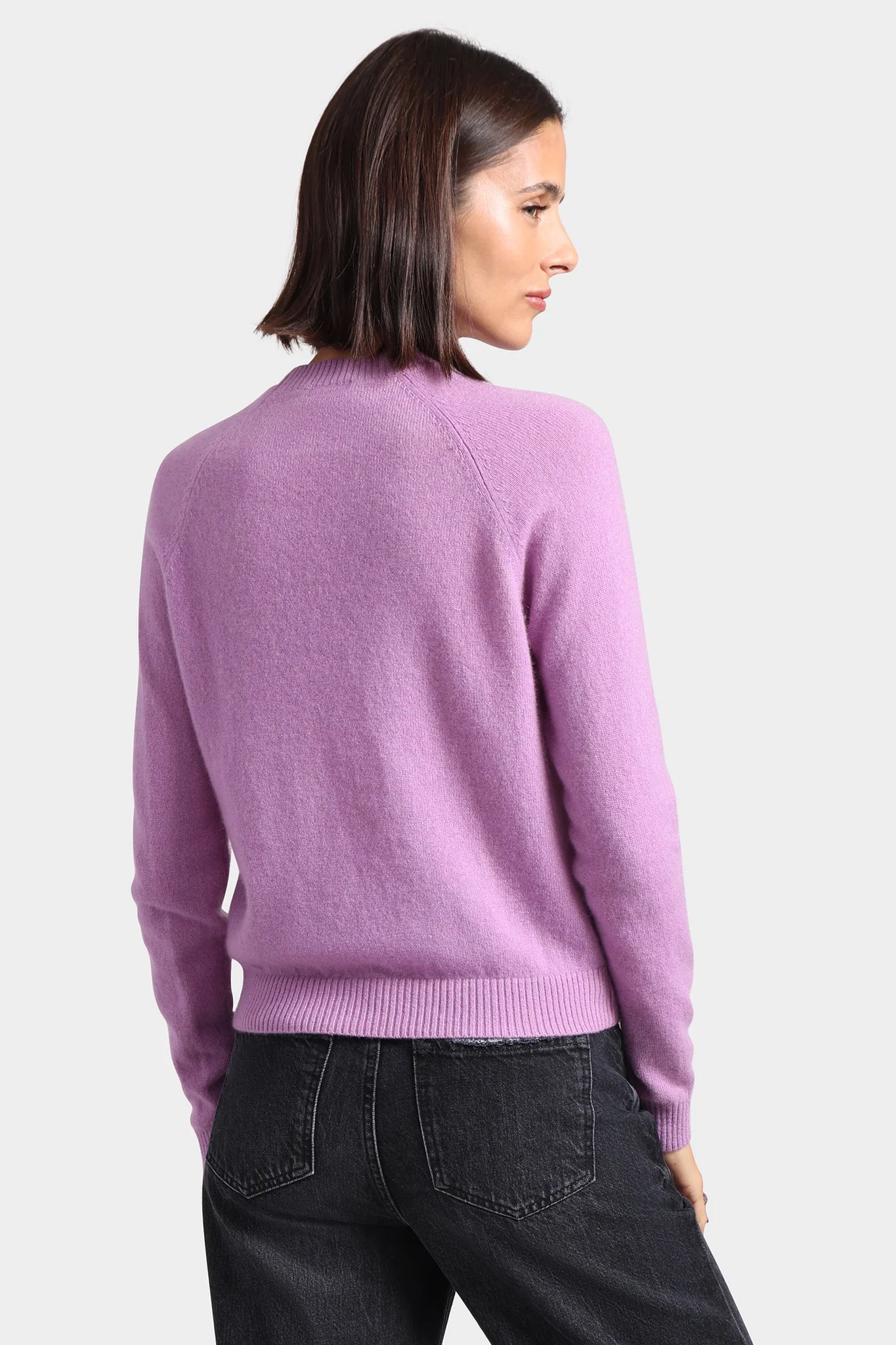 PURPLE CASHMERE 9GG LONGSLEEVE SHRUNKEN SWEATER