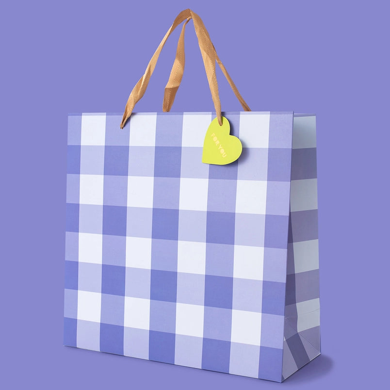 BLUE GINGHAM LARGE GIFT BAG