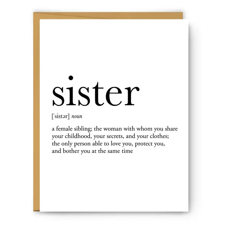 SISTERS DEFINITION CARD