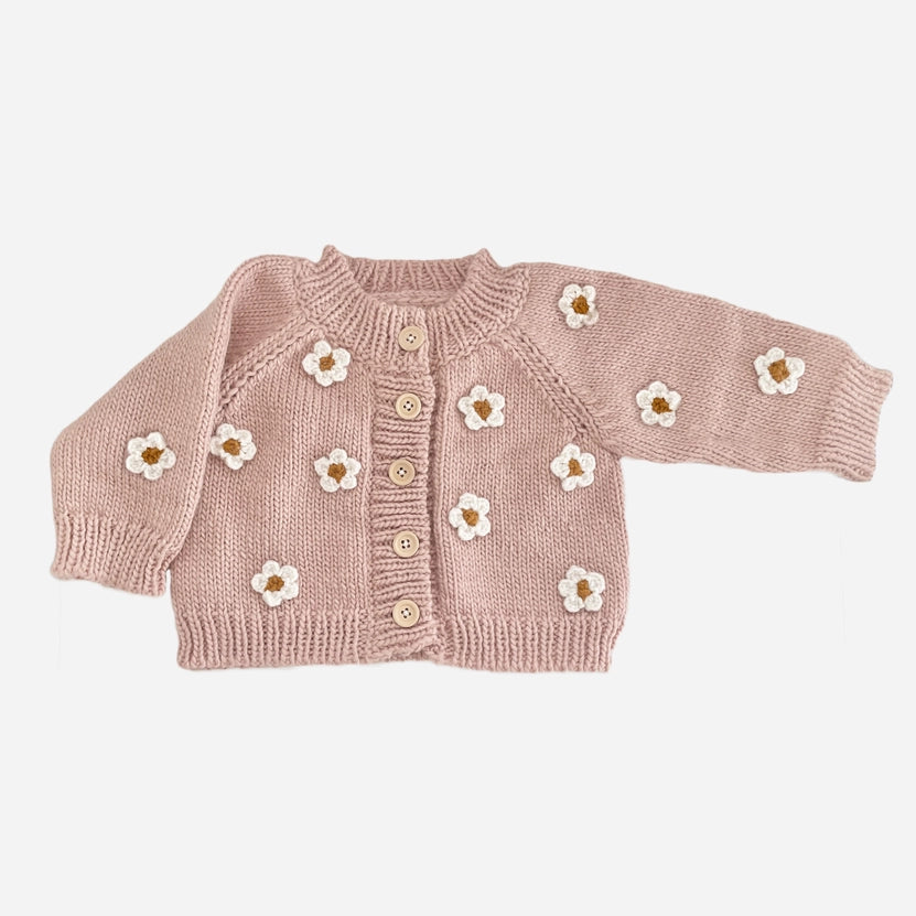 BABY BLUSH FLOWER CARDIGAN