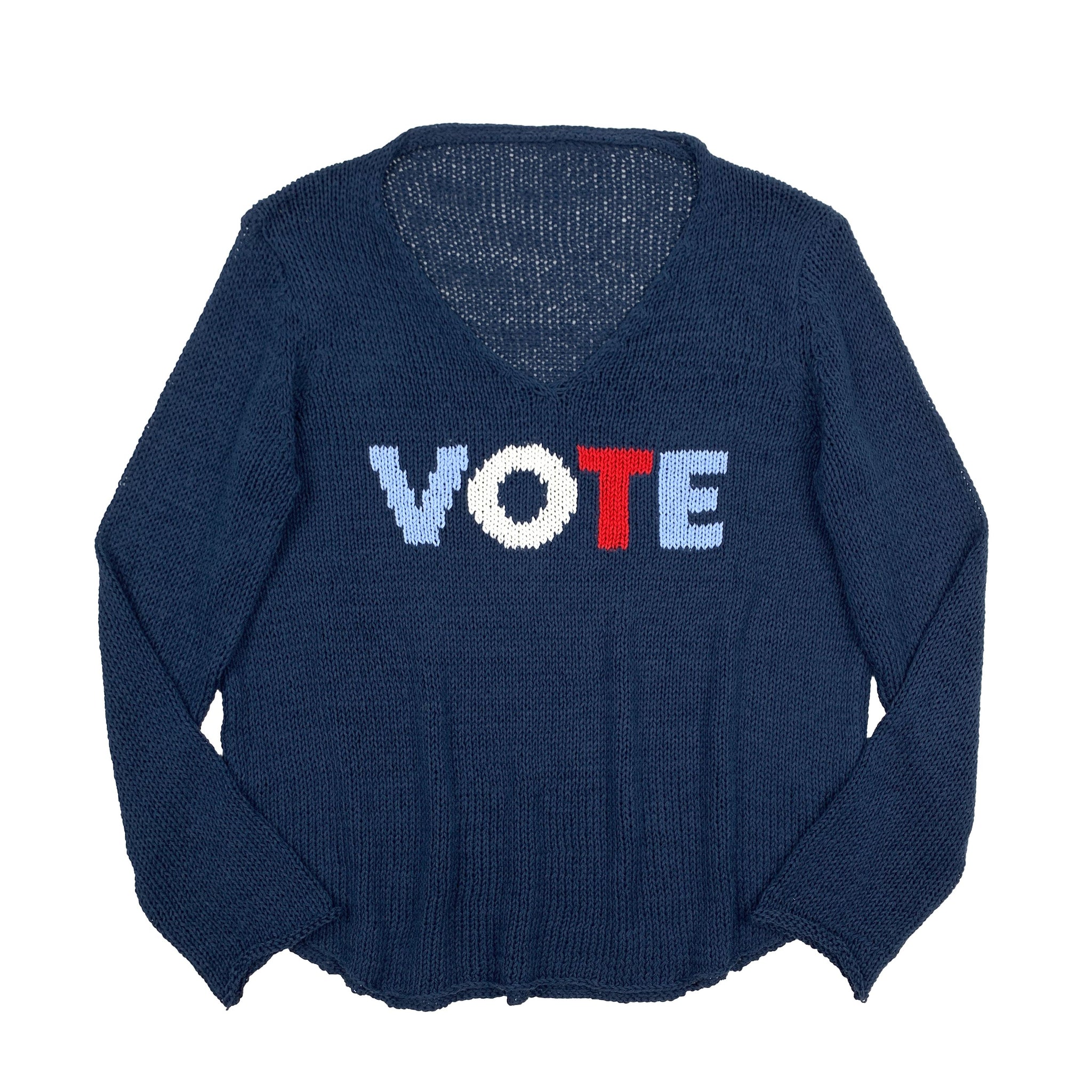 VOTE NAVY V-NECK SWEATER