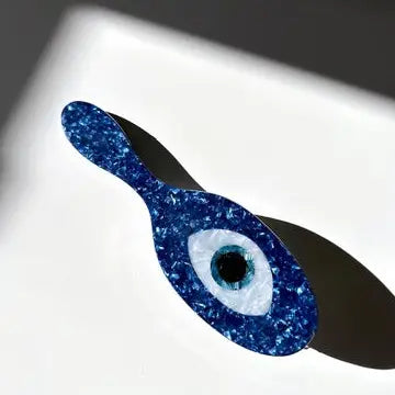 HAND PAINTED EVIL EYE ACETATE 2-1 HAIR BRUSH