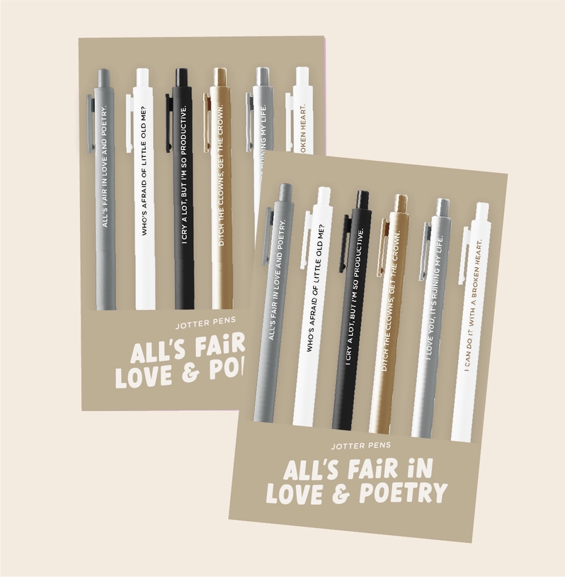 SWIFTIE ALL'S FAIR IN LOVE AND POETRY 6 PACK JOTTER PENS