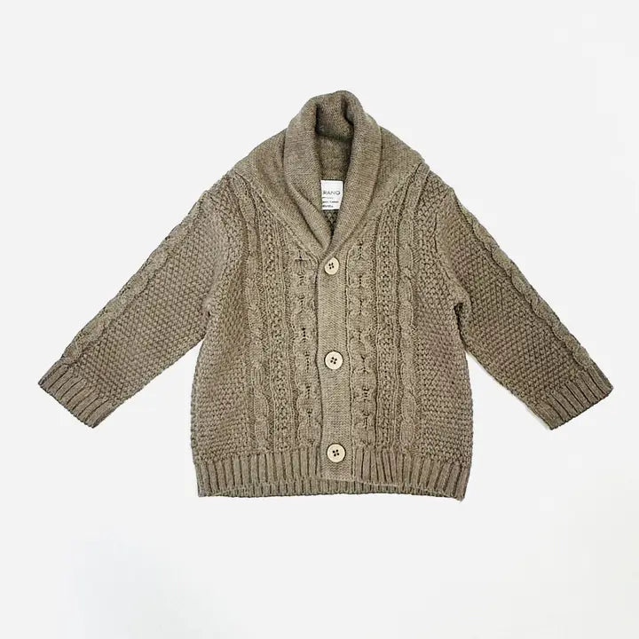 COCOA HEATHER KNIT SHAWL COLLAR CARDIGAN