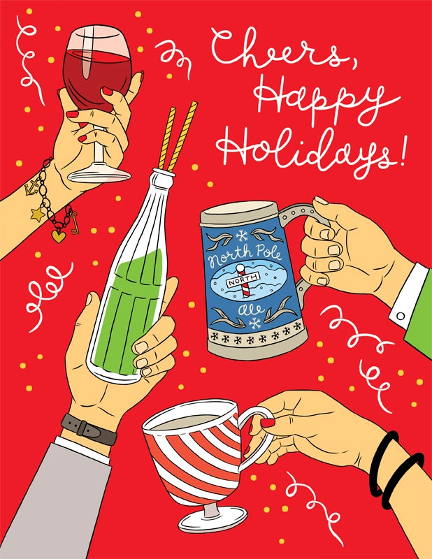 CHEERS HAPPY HOLIDAYS CHRISTMAS CARD