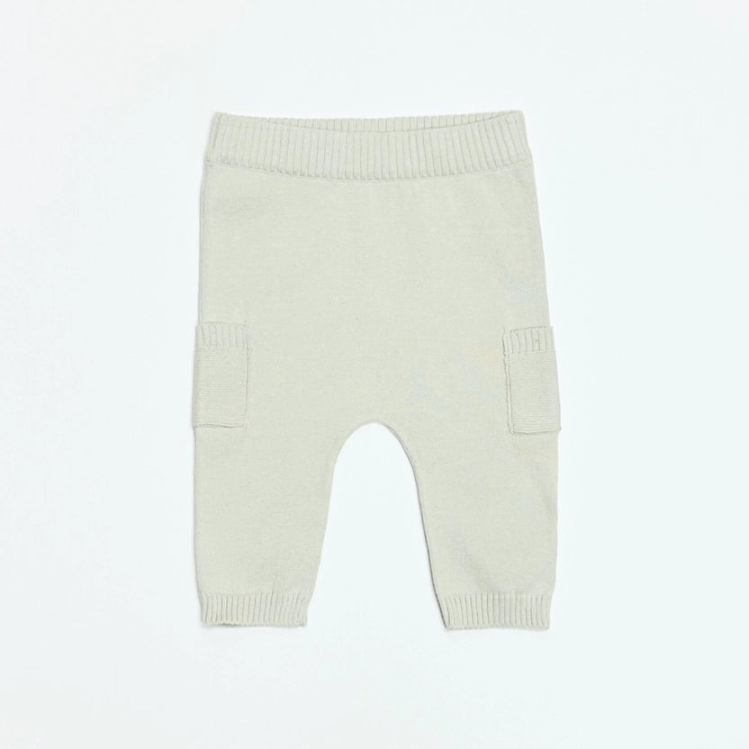 BABY SIDE POCKET ORGANIC KNIT SWEATER PANTS - STONE