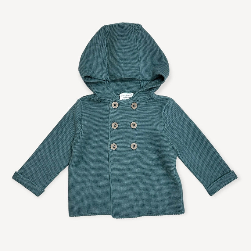 TEAL DOUBLE BUTTON HOODED JACKET