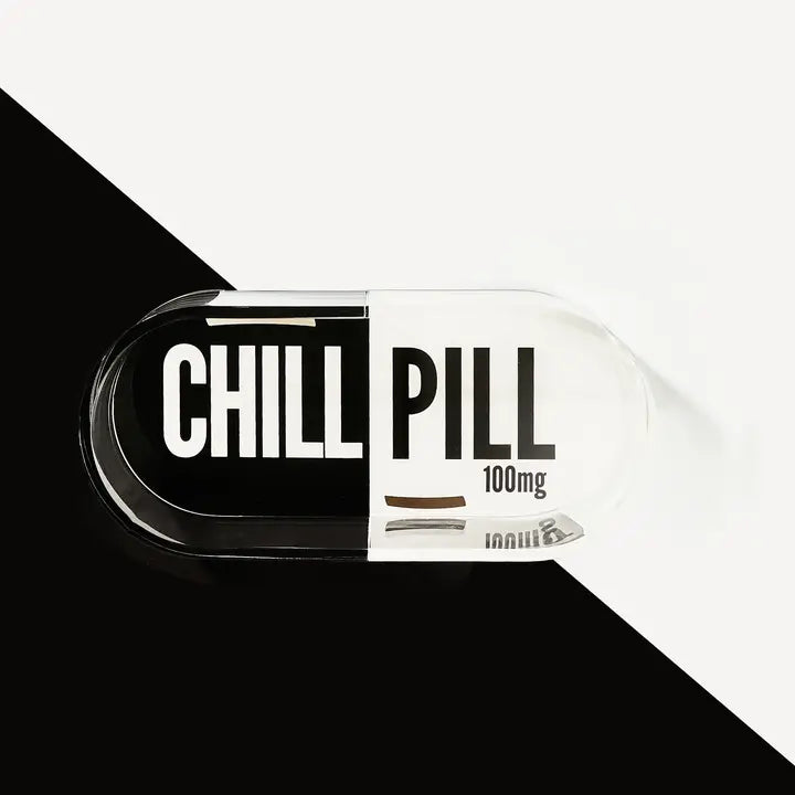 BLACK AND WHITE CHILL PILL ACRYLIC TRINKET TRAY