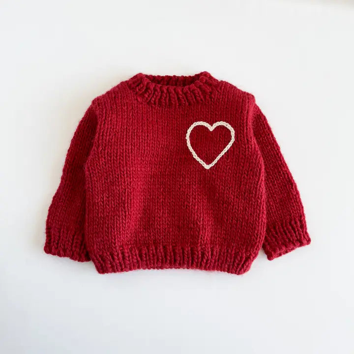 BABY GIRL RED HEART SWEATER