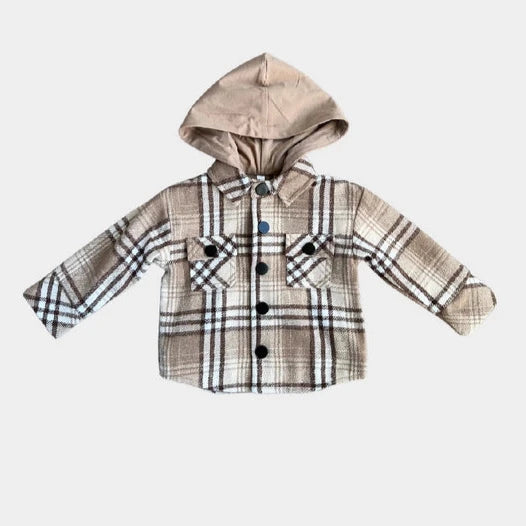 KIDS MOCHA PLAID SHACKET