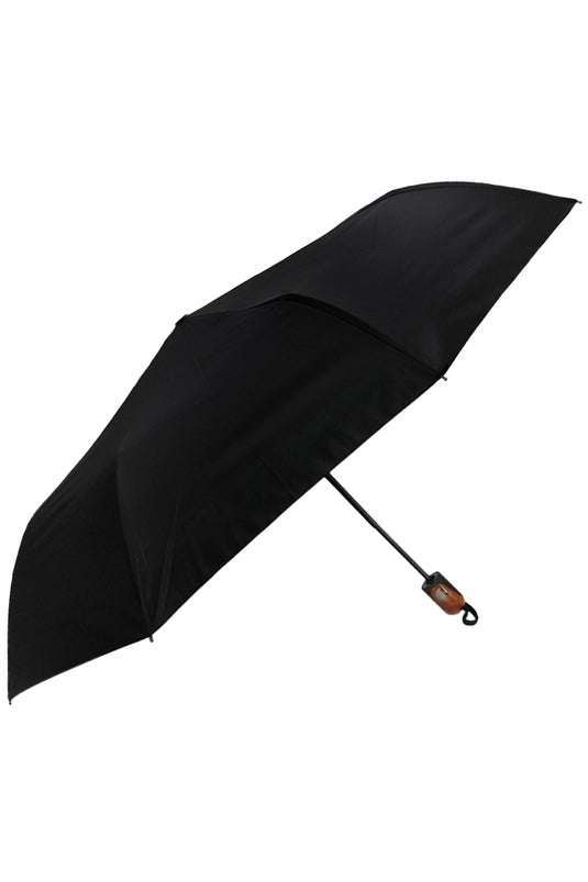 BLACK MONOCHROME AUTO OPEN FOLD COMPACT UMBRELLA