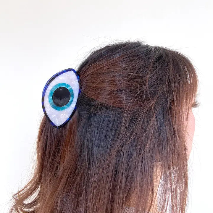 HAND PAINTED EVIL EYE CLAW HAIR CLIP