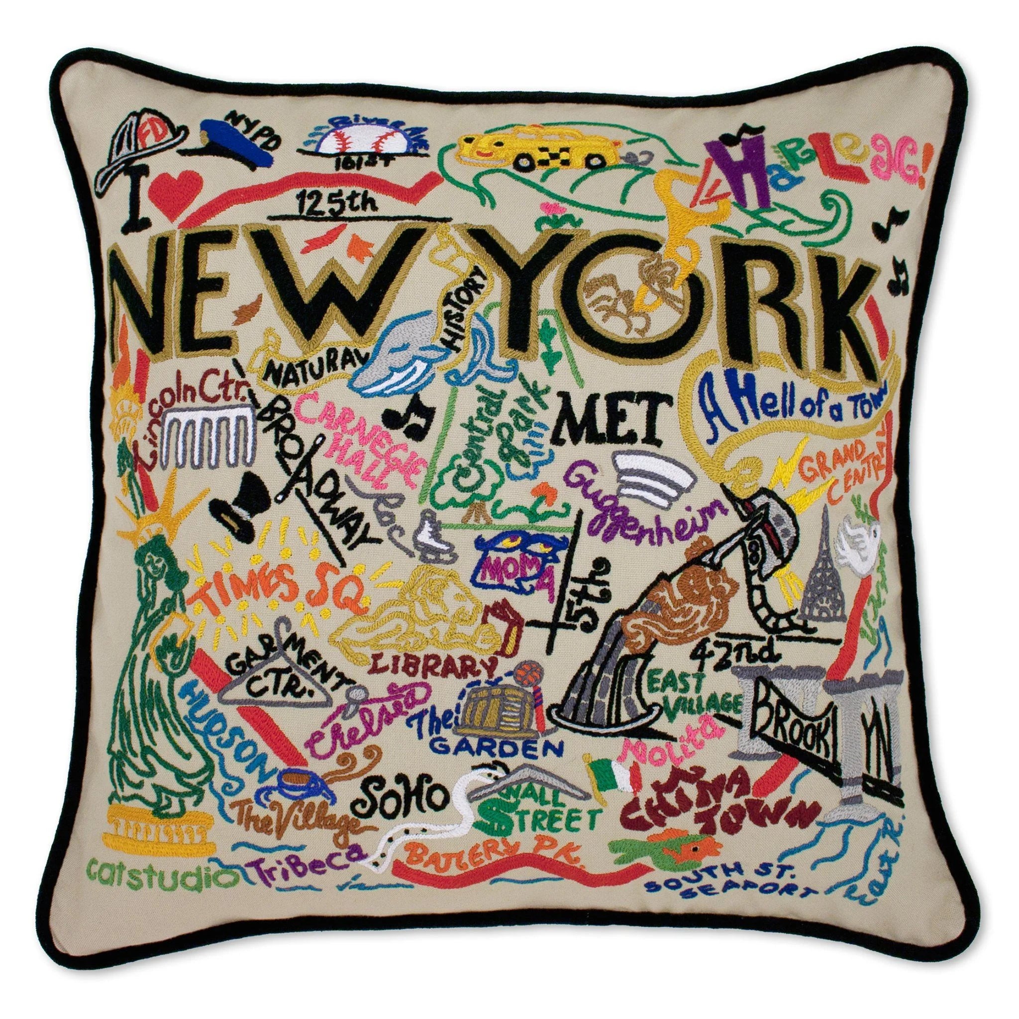 NEW YORK CATSTUDIO EMBROIDERED PILLOW