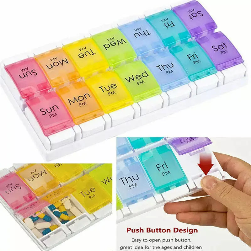 14-SEGMENT BUTTON PLASTIC PILL BOX-MARKEY-Kitson LA