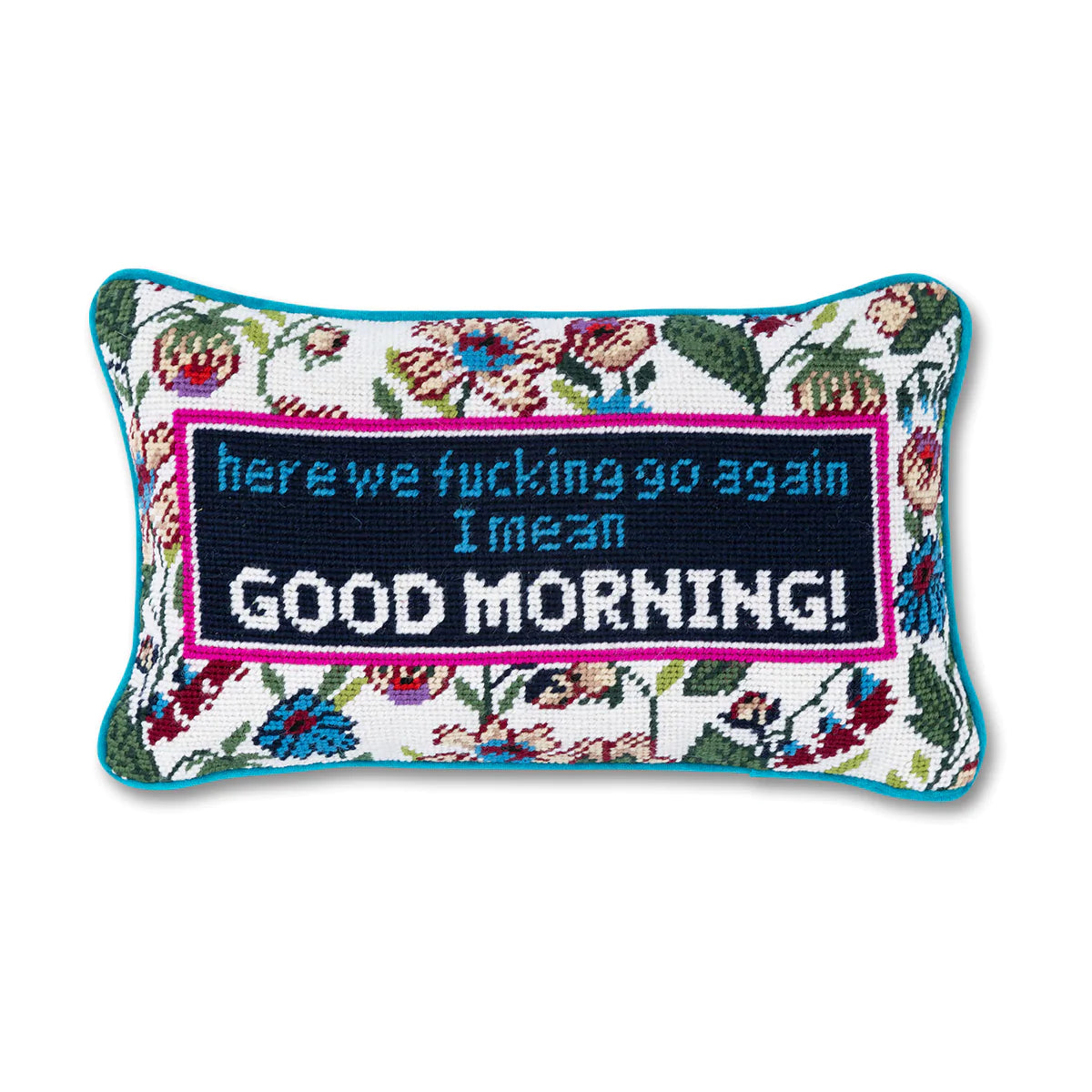 GOOD MORNING NEEDLEPOINT PILLOW