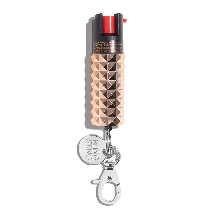 ROSE GOLD STUDDED PEPPER SPRAY KEYRING