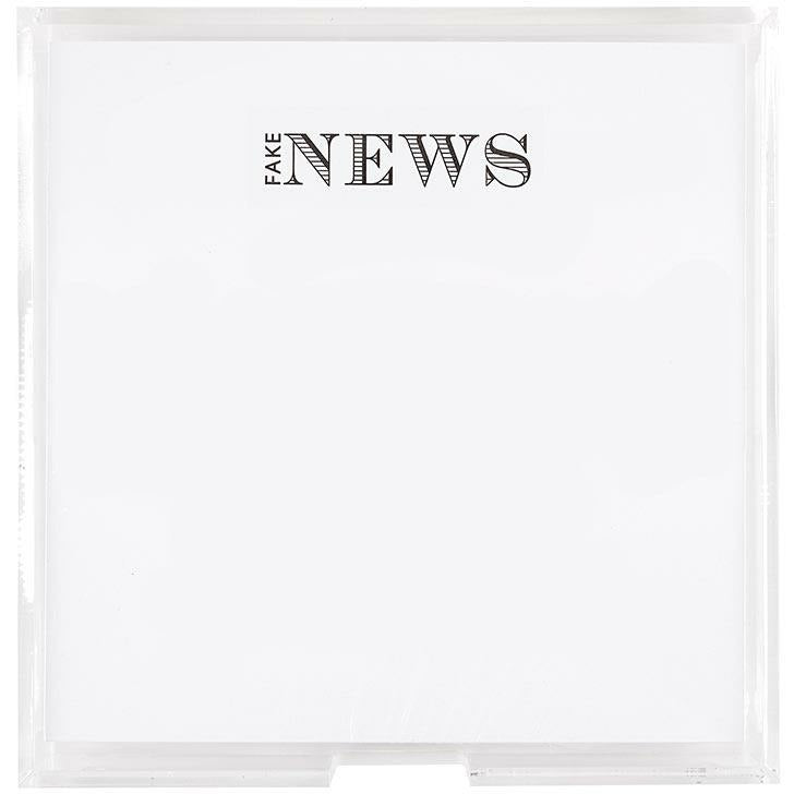 FAKE NEWS SQUARE NOTEPAPER IN ACRYLIC TRAY-SANTA BARBARA DESIGN STUDIO-Kitson LA