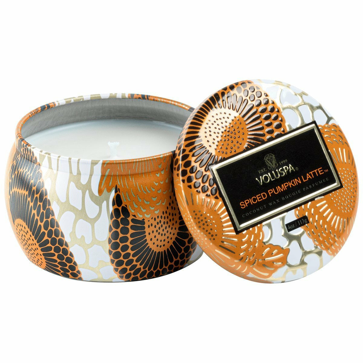 SPICED PUMPKIN LATTE MINI TIN CANDLE-VOLUSPA-Kitson LA