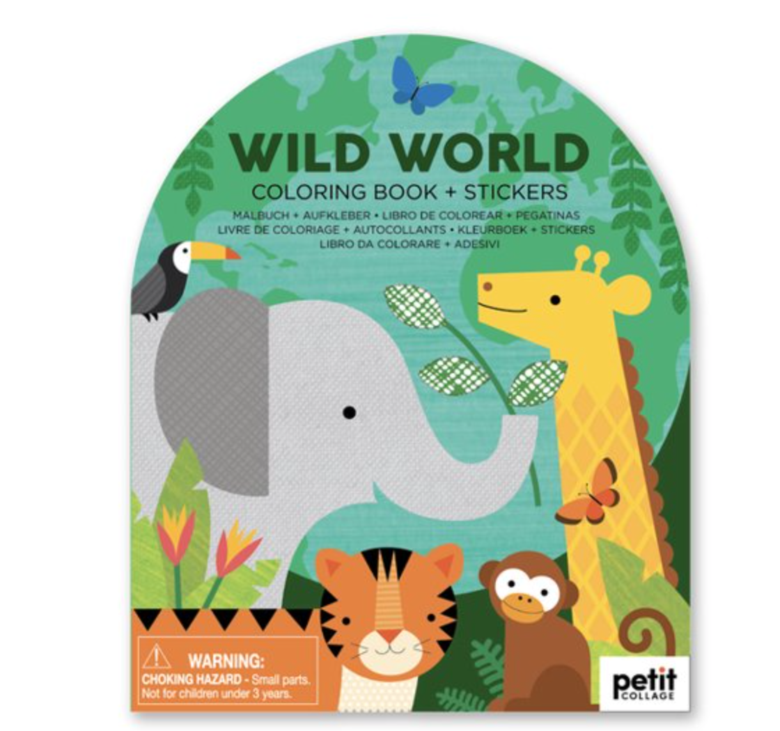 WILD WORLD COLORING BOOK WITH STICKERS