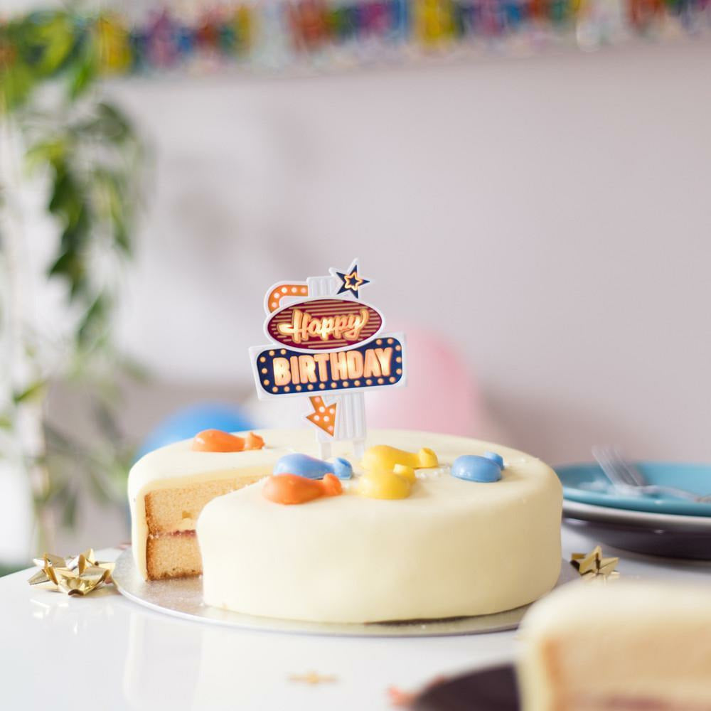 HAPPY BIRTHDAY FLASHING CAKE TOPPER-SUCK UK-Kitson LA