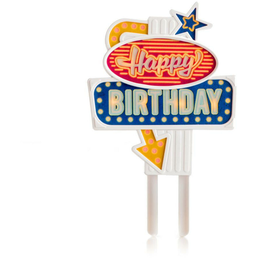 HAPPY BIRTHDAY FLASHING CAKE TOPPER-SUCK UK-Kitson LA