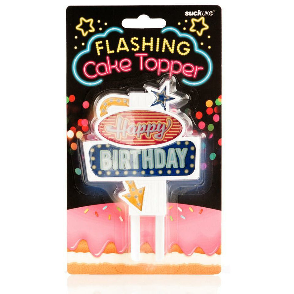 HAPPY BIRTHDAY FLASHING CAKE TOPPER-SUCK UK-Kitson LA